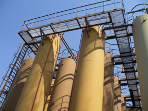 Trafolube oil tanks at Duisburg plant.